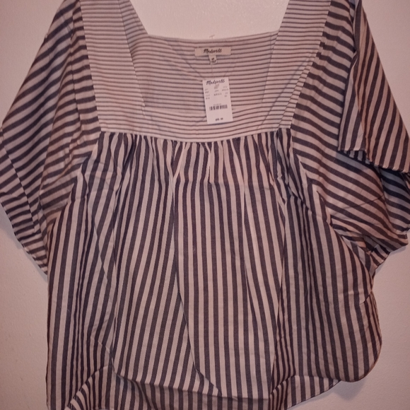 NWT MADEWELL TOP Butterfly Stripe Play Bluish Gray 2X - Picture 3 of 9